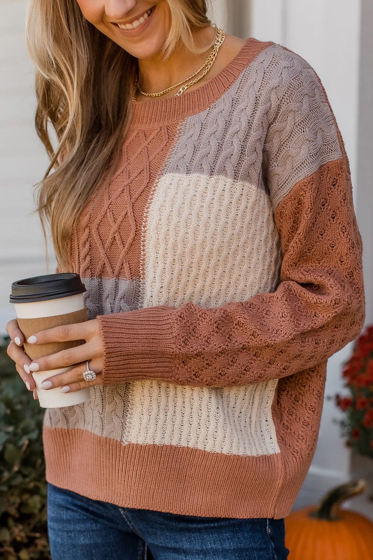 Abundant Memories Knit Sweater- Clay & Taupe