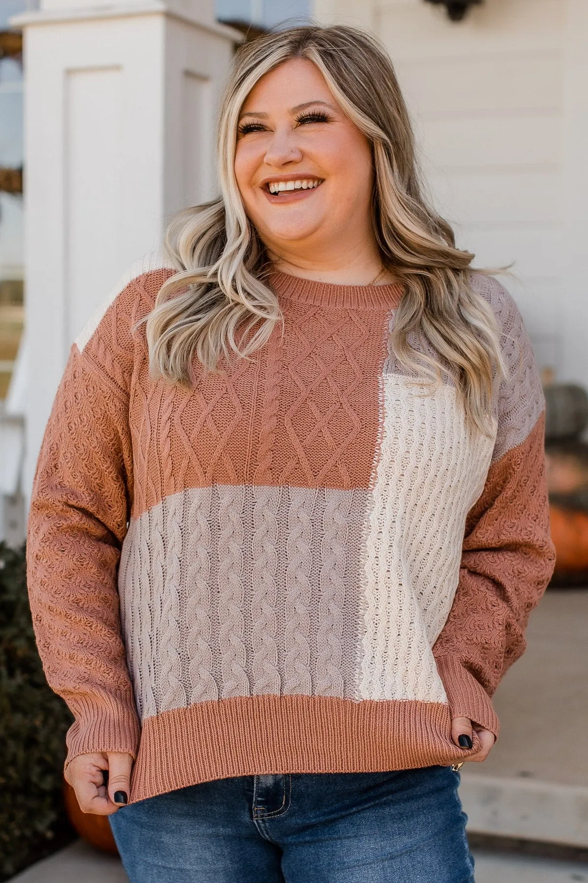 Abundant Memories Knit Sweater- Clay & Taupe