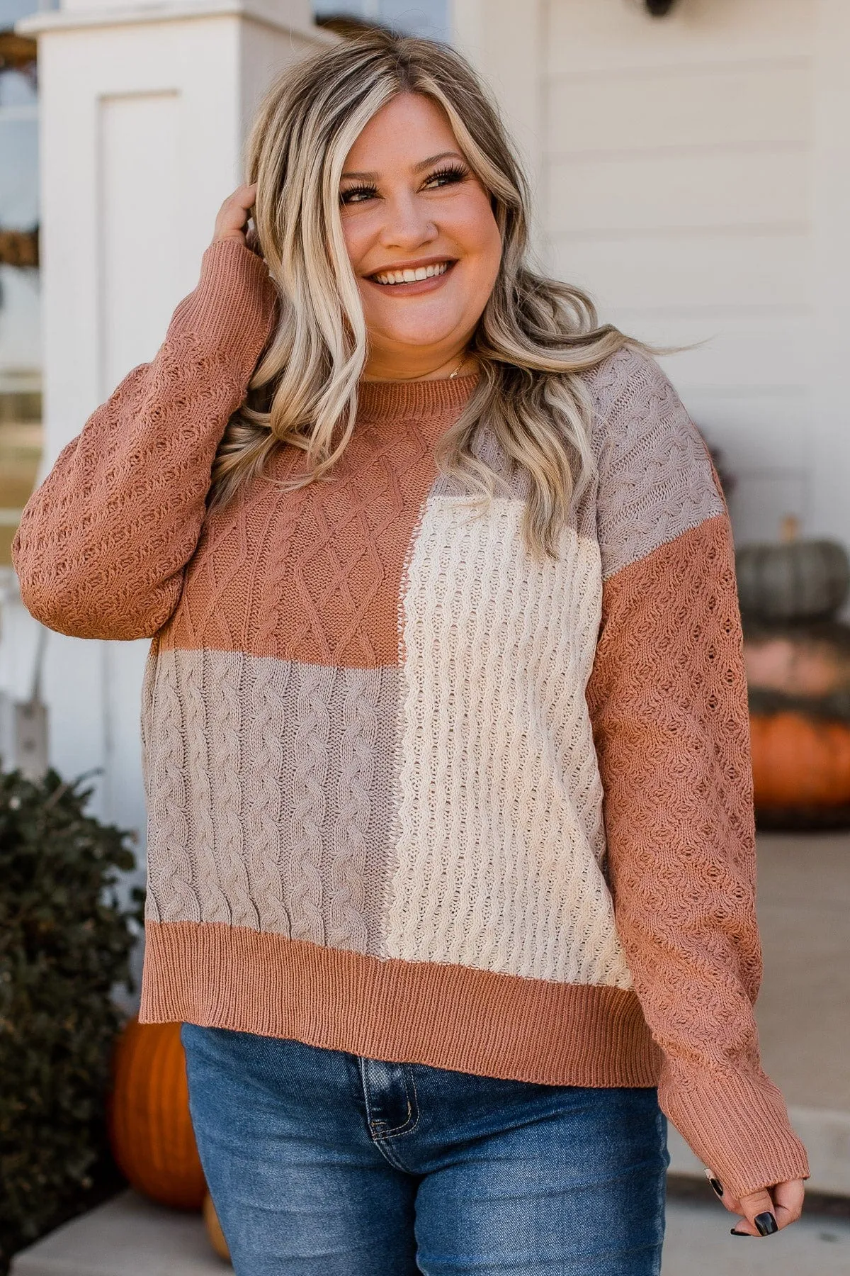 Abundant Memories Knit Sweater- Clay & Taupe