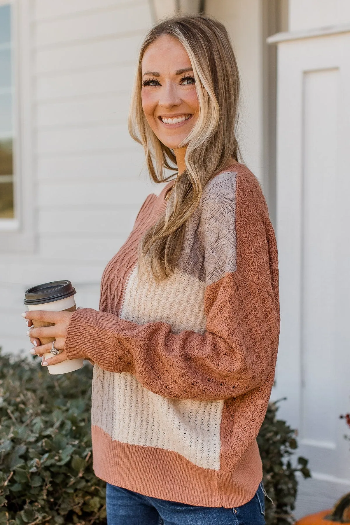 Abundant Memories Knit Sweater- Clay & Taupe