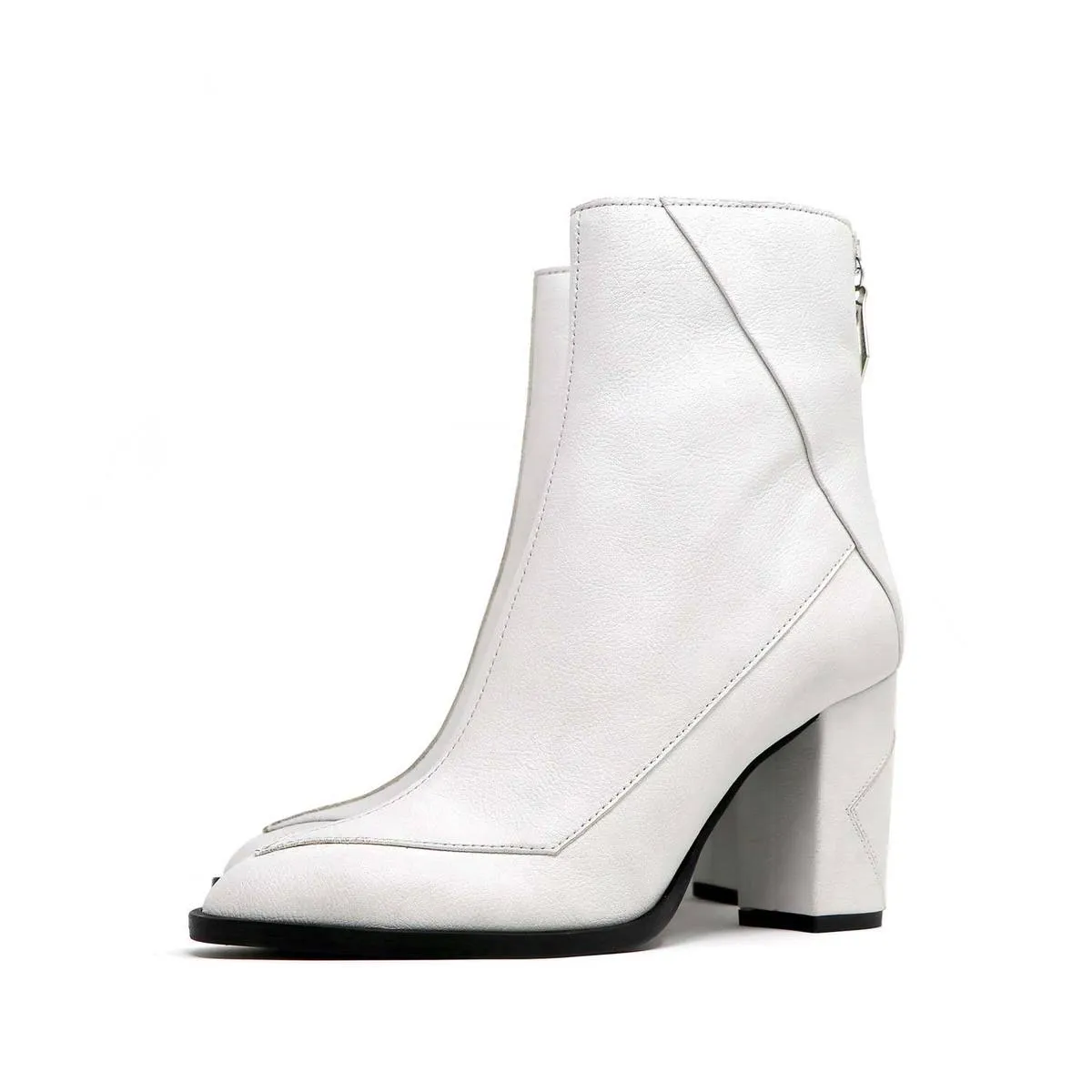 ALMASI white vegan apple leather boots - White