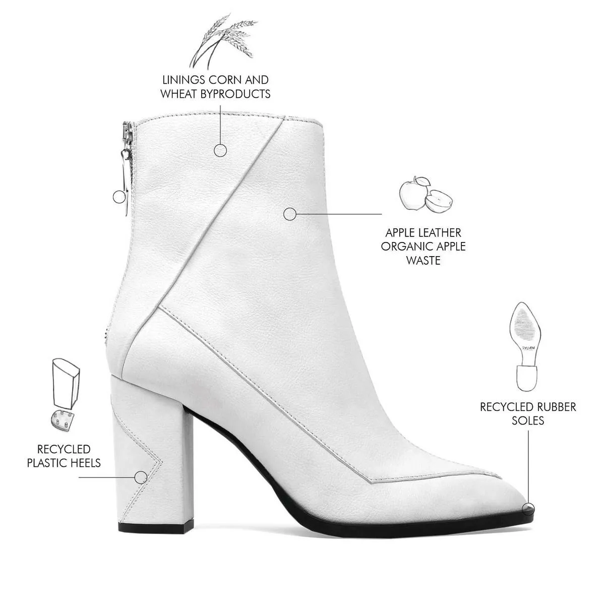 ALMASI white vegan apple leather boots - White