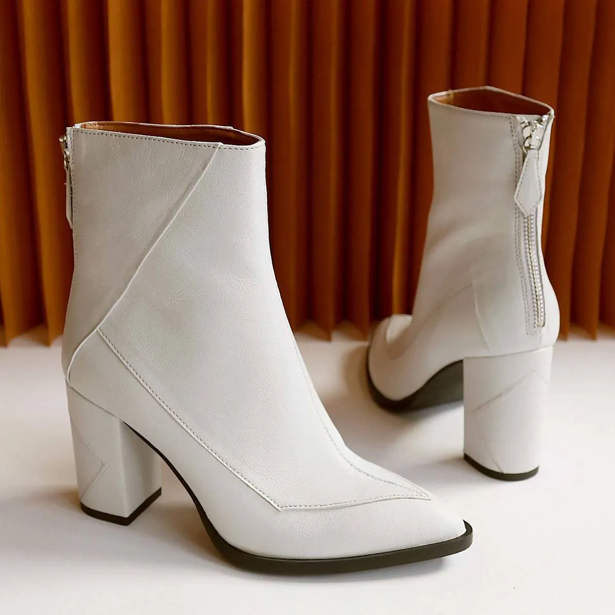 ALMASI white vegan apple leather boots - White