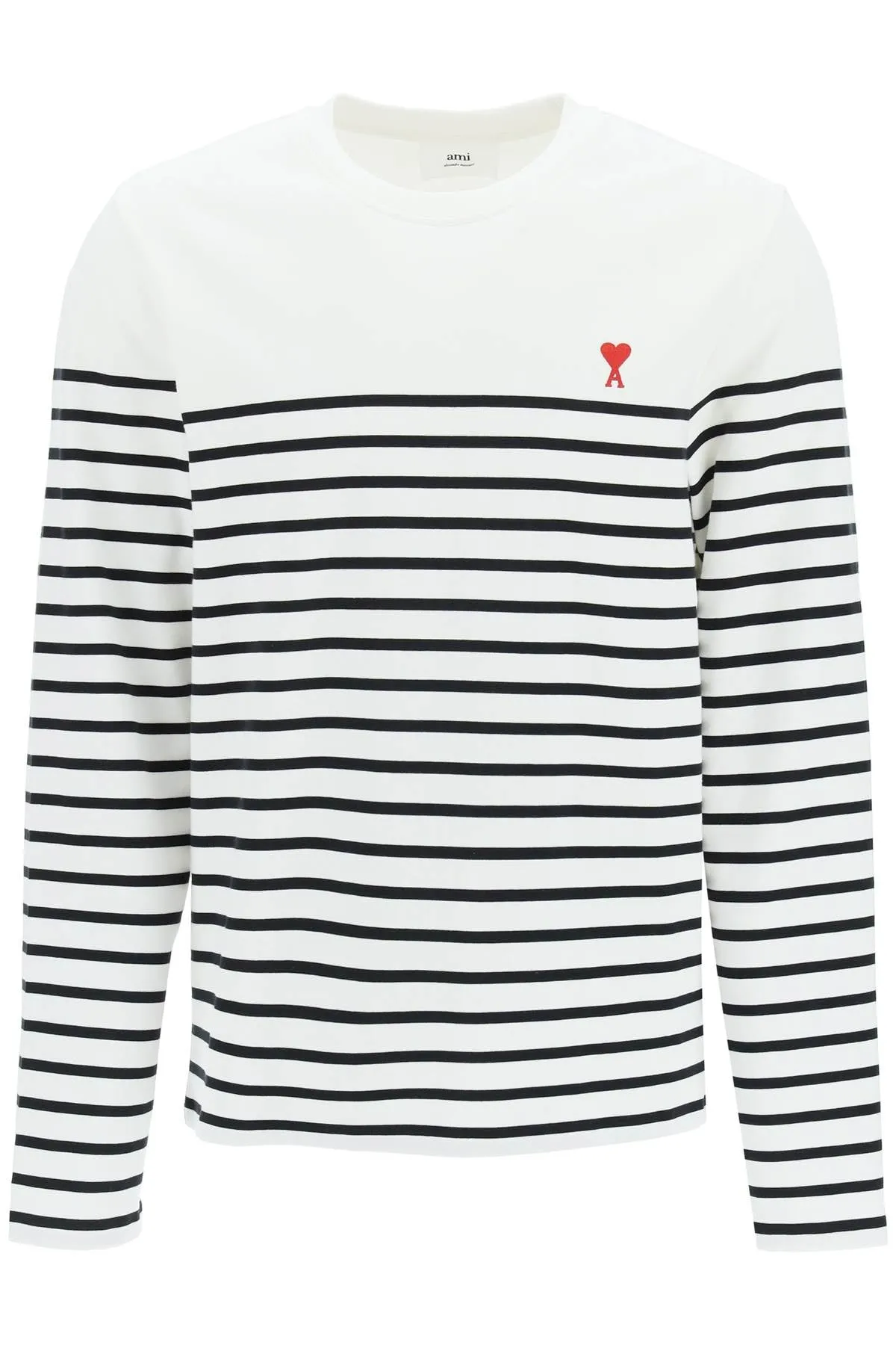 AMI Logo Embroidered Striped Knitted Sweater