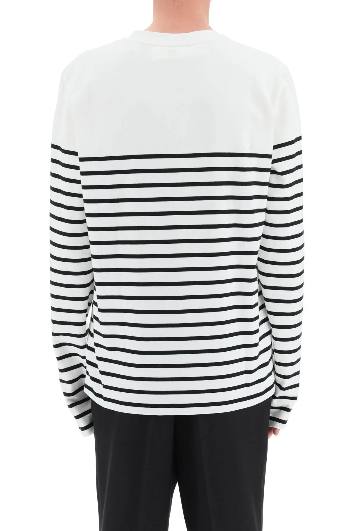 AMI Logo Embroidered Striped Knitted Sweater