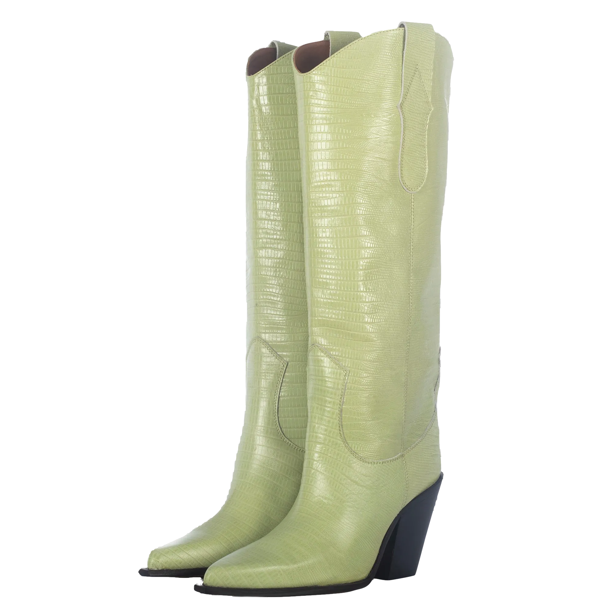 ANA GREEN ANIMAL PRINT TALL BOOTS