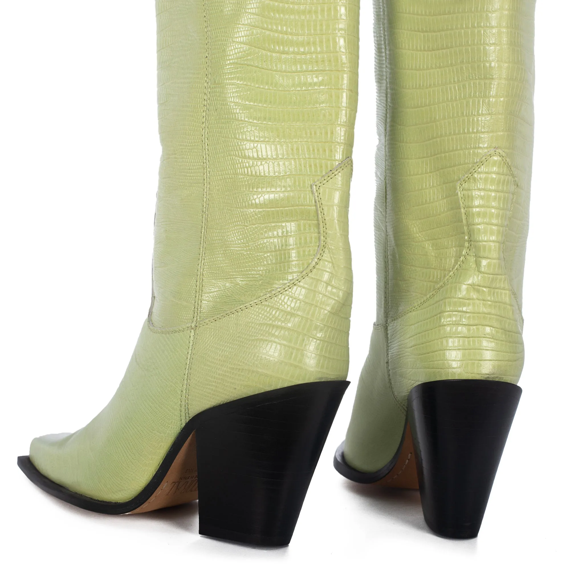 ANA GREEN ANIMAL PRINT TALL BOOTS