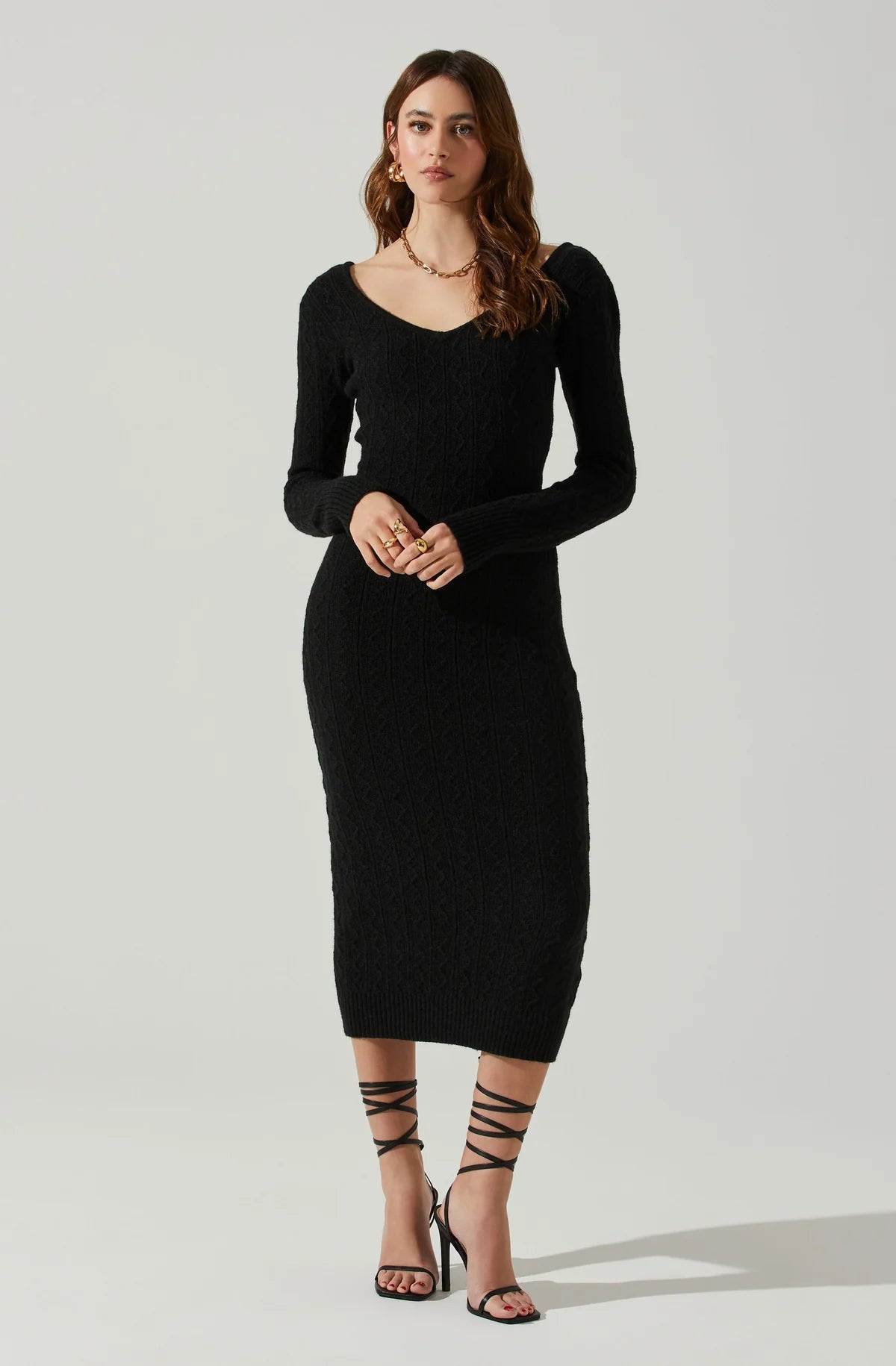 ASTR Regina Sweater Dress in Black