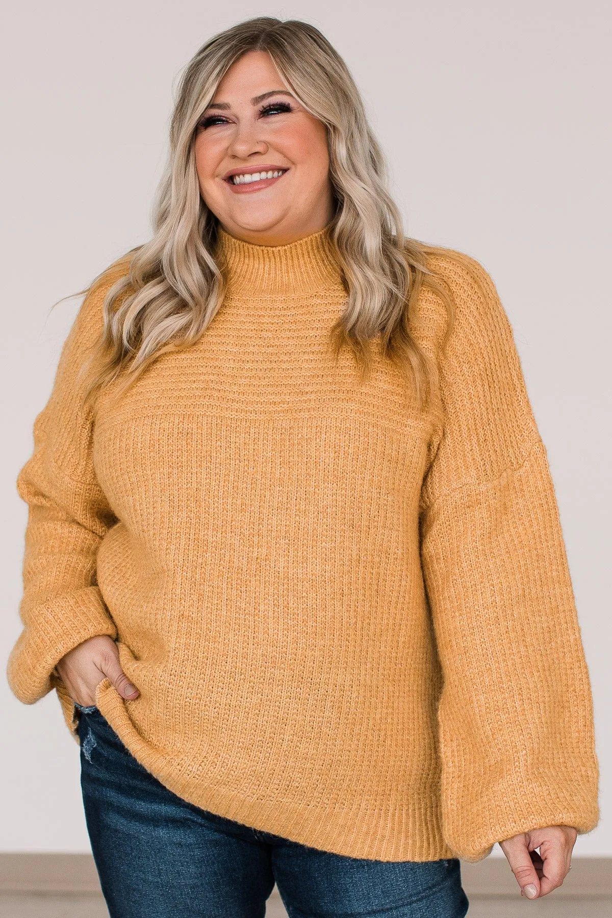 Autumn Awaits Thick Knit Sweater- Mustard