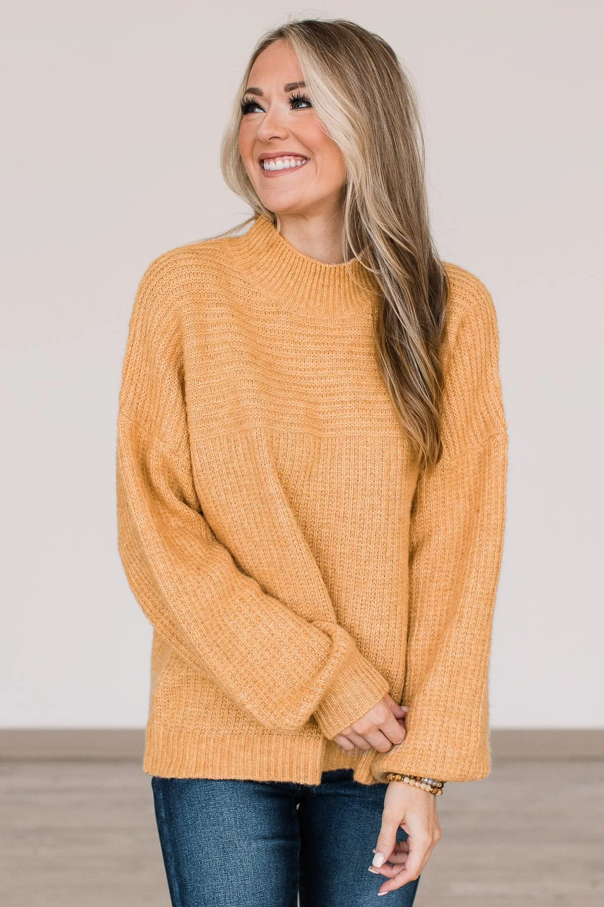 Autumn Awaits Thick Knit Sweater- Mustard