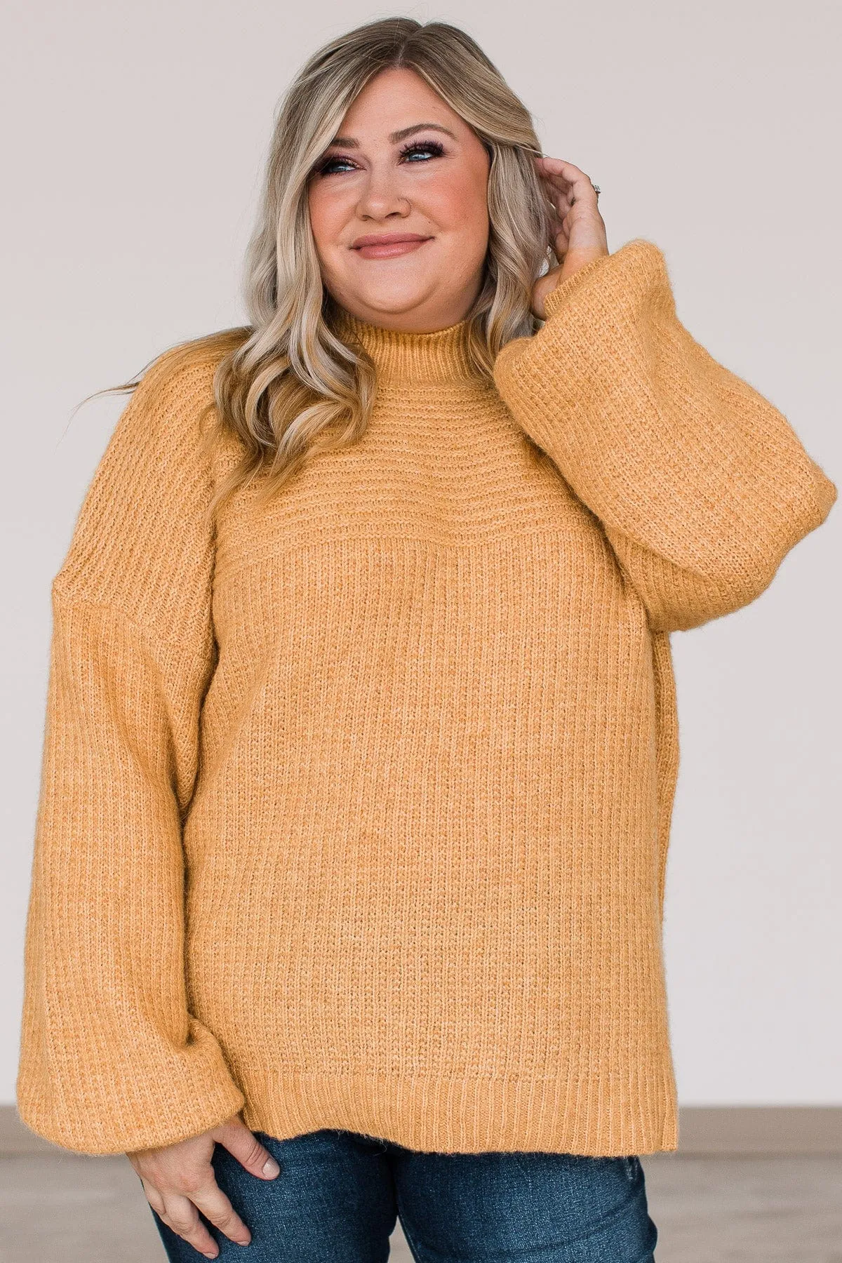 Autumn Awaits Thick Knit Sweater- Mustard