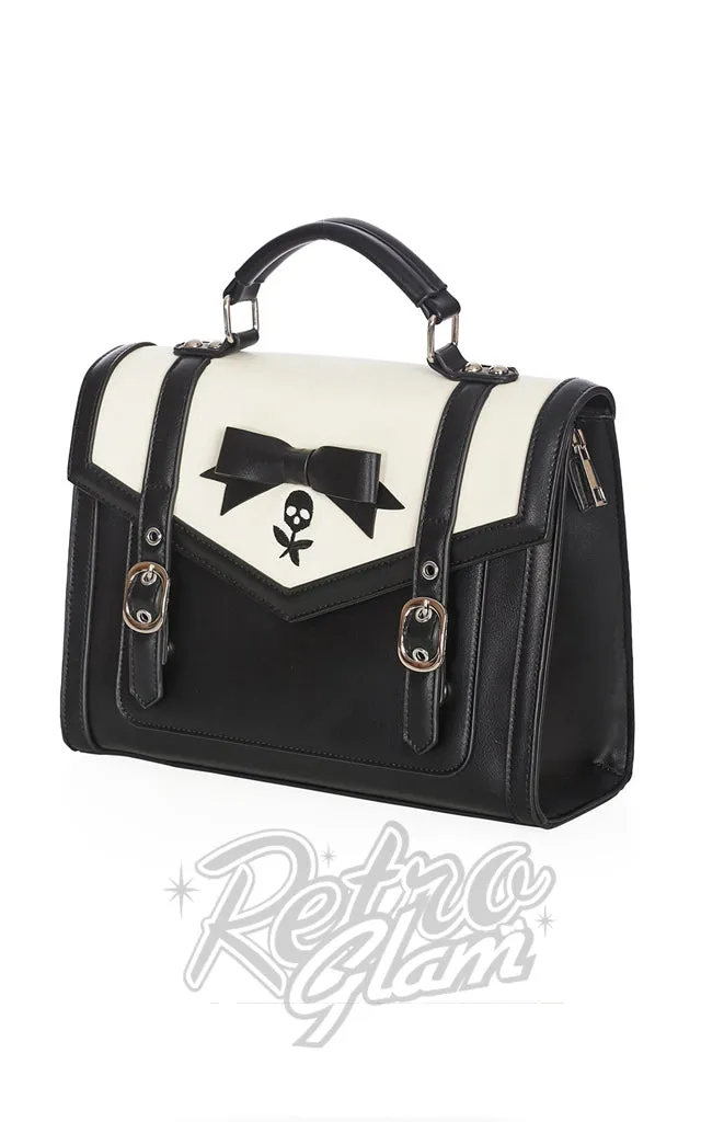 Banned Nevermore Black & White Satchel Bag