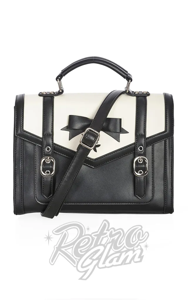 Banned Nevermore Black & White Satchel Bag