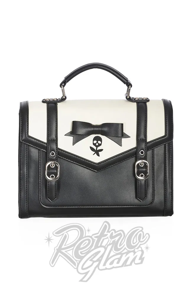 Banned Nevermore Black & White Satchel Bag