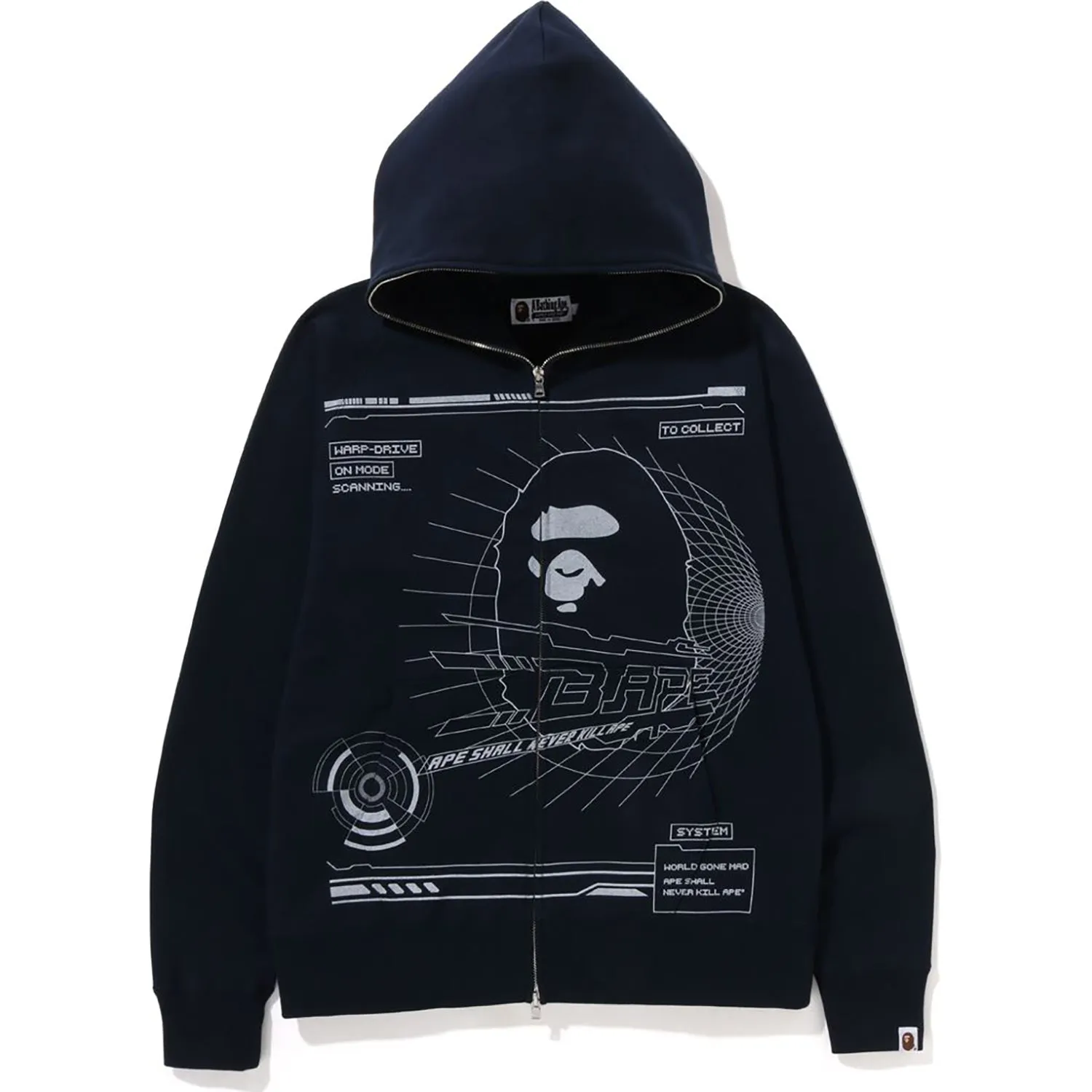 BAPE OVERPRINTED FULL ZIP HOODIE MENS