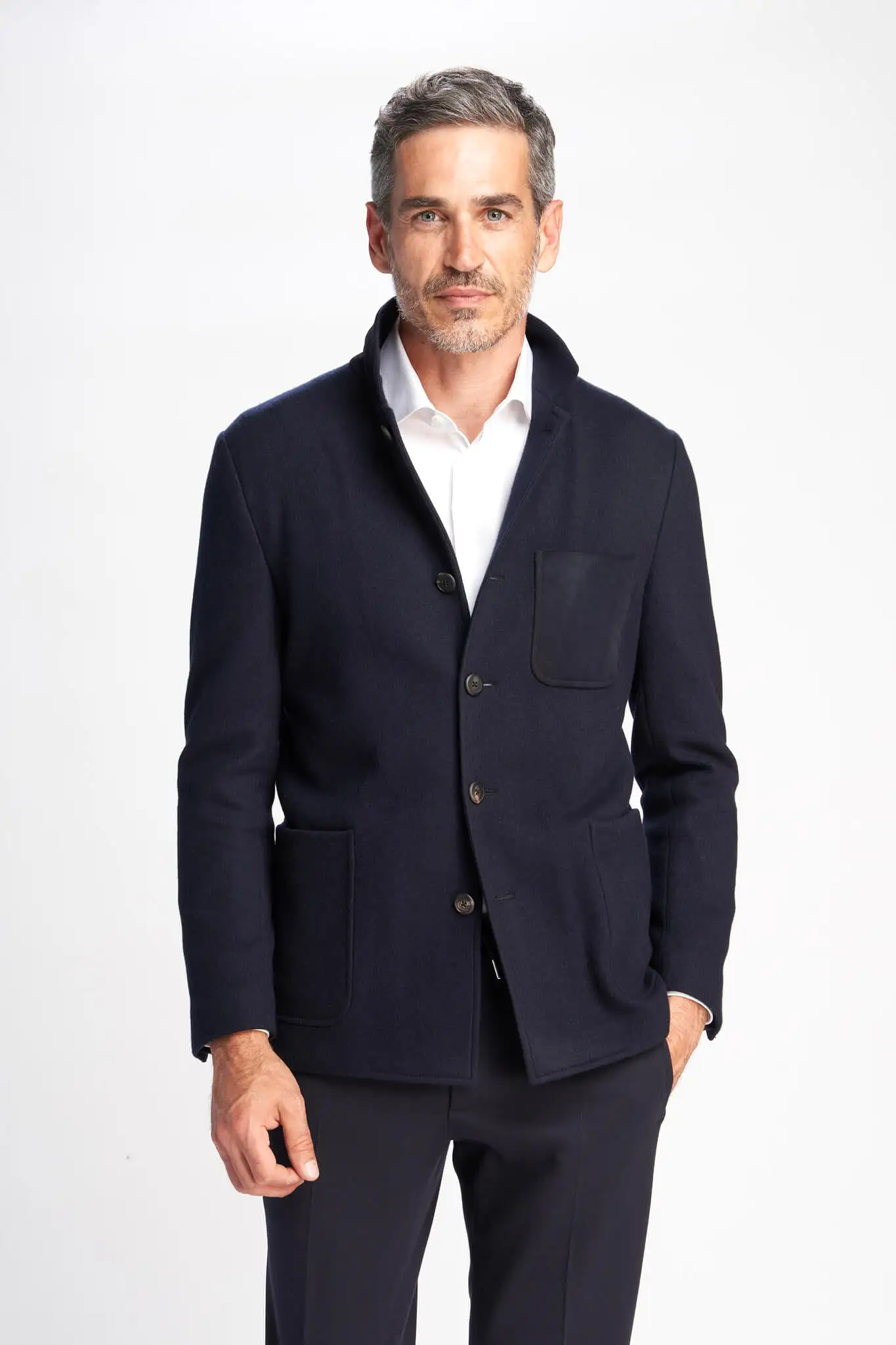 Bard wool and cashmere blazer with leather details