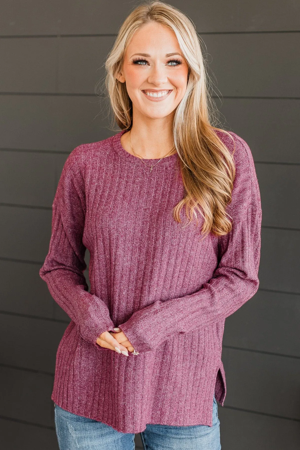 Beat The Odds Lightweight Sweater- Plum