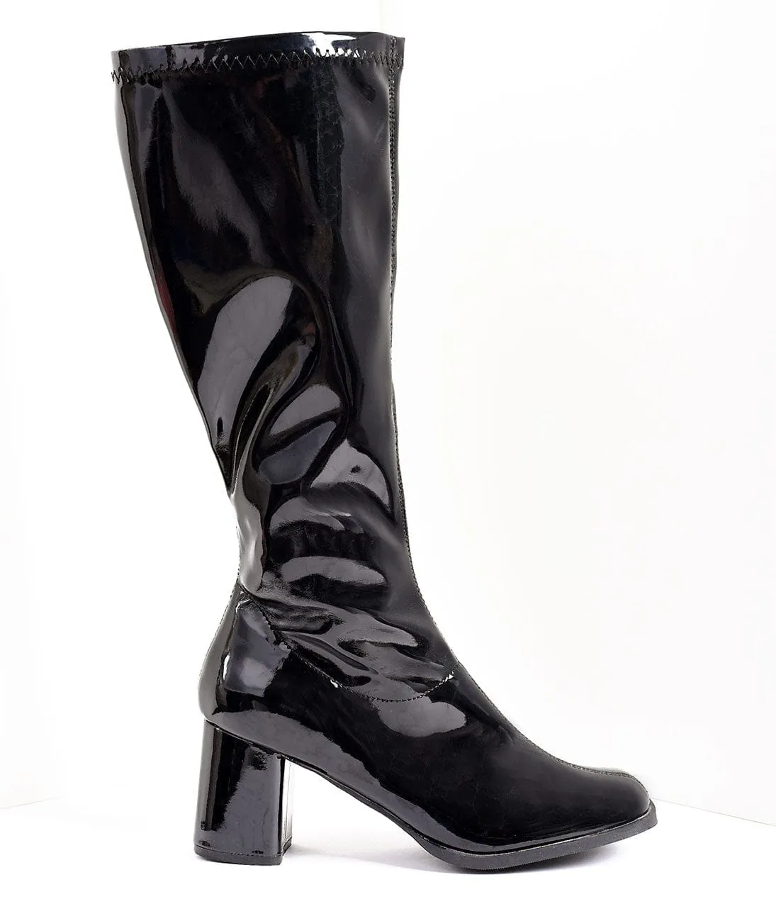 Black Patent Knee High Go Go Boots