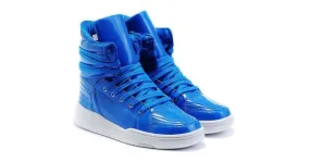 Blue Patent High Top Lace Up Punk Rock Sneakers Mens Shoes