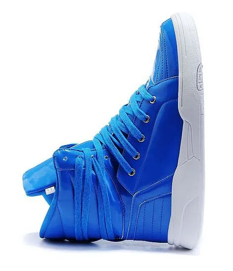 Blue Patent High Top Lace Up Punk Rock Sneakers Mens Shoes