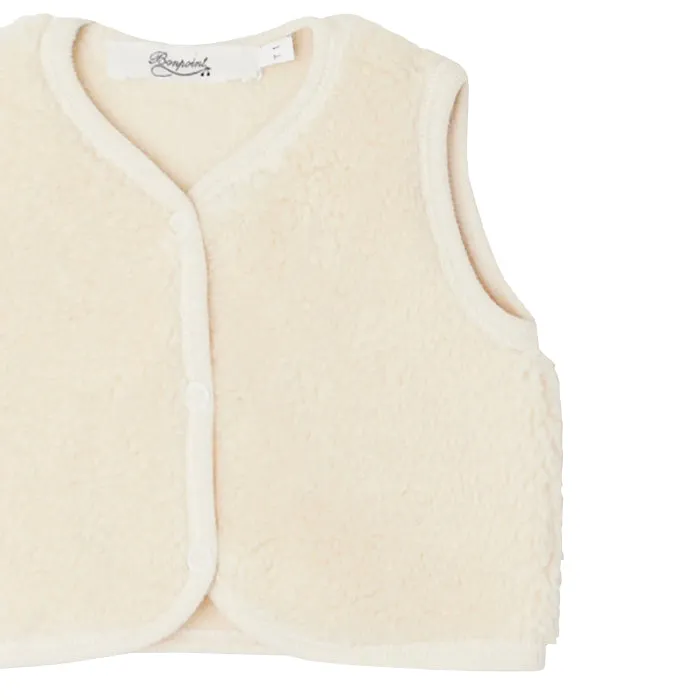 Bonpoint Baby Brava Teddy Vest Ecru Cream