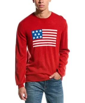 Brodie Cashmere Wool & Cashmere-Blend American Flag Crewneck Sweater