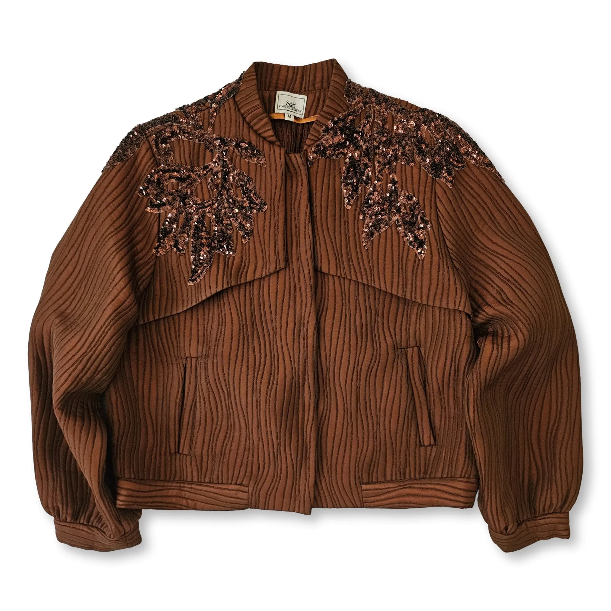 Bronze bomber jacket by Simona Semen