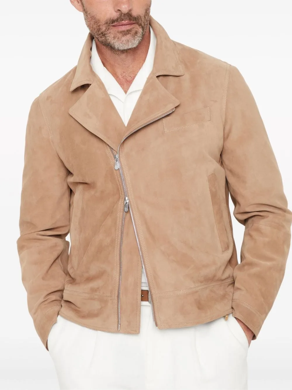 Brunello Cucinelli - Veste de moto en daim