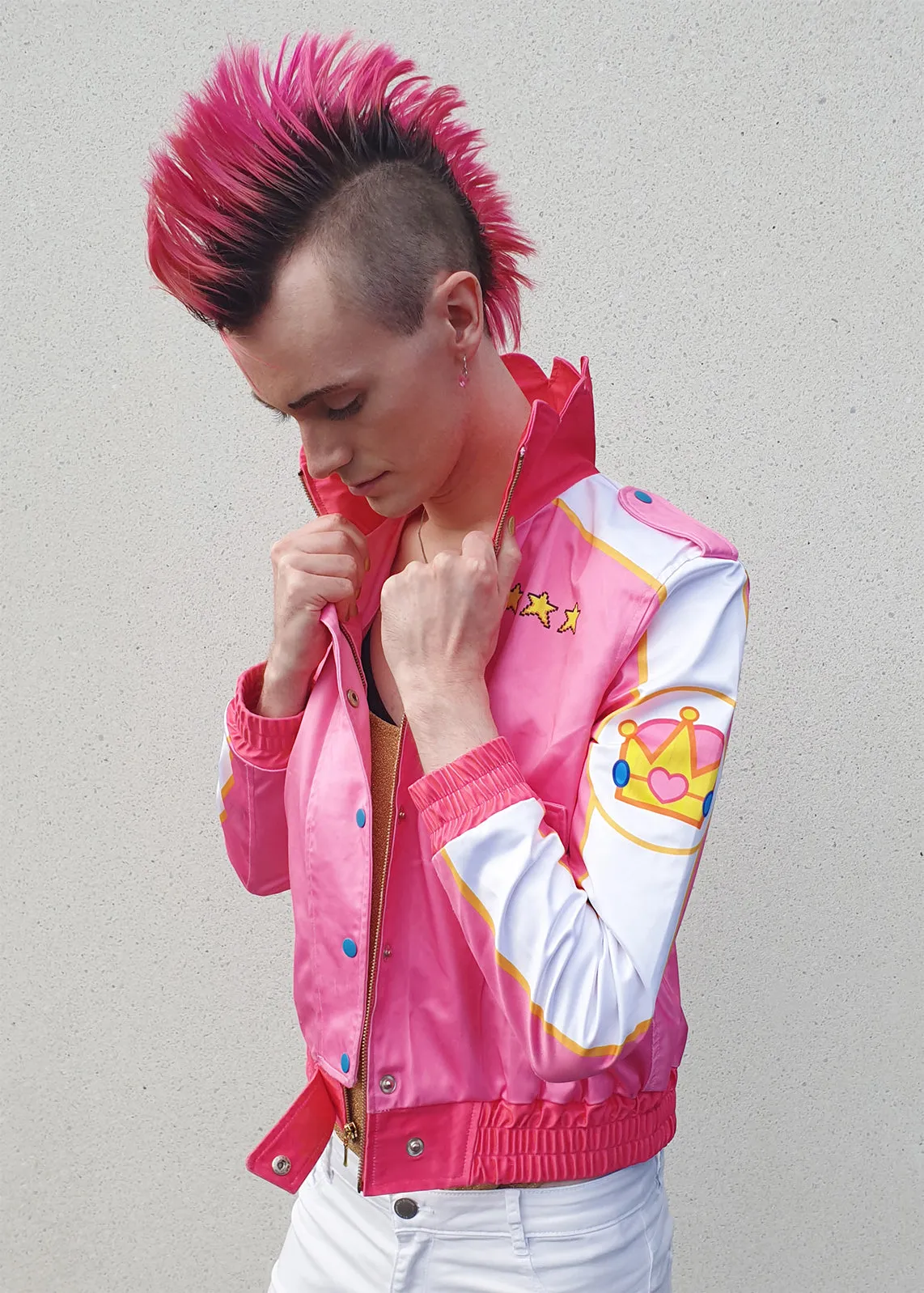 Buy Mens Pink Racing Princess Peach Bomber Jacket