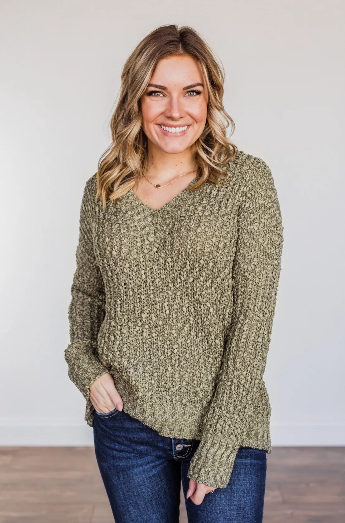 Can't Phase Me Knit Sweater- Olive