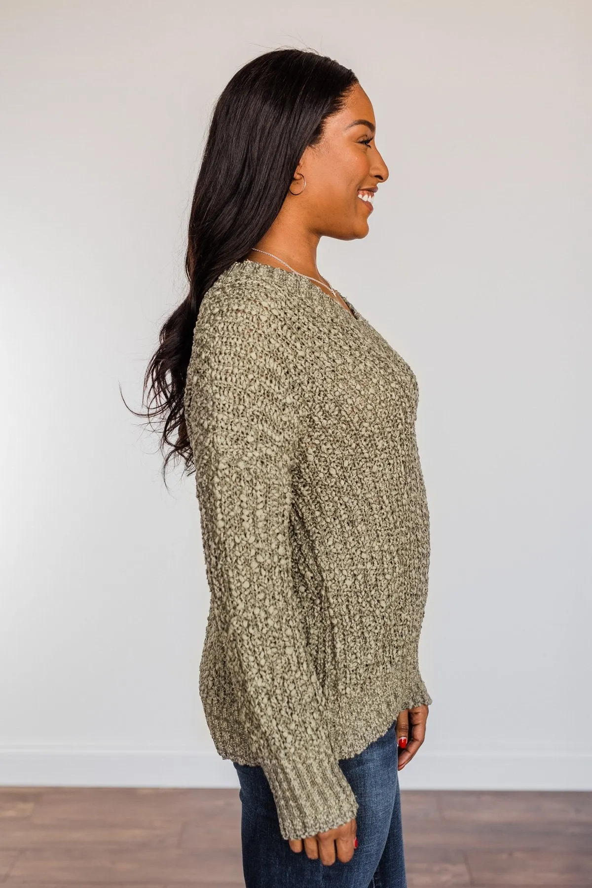 Can't Phase Me Knit Sweater- Olive