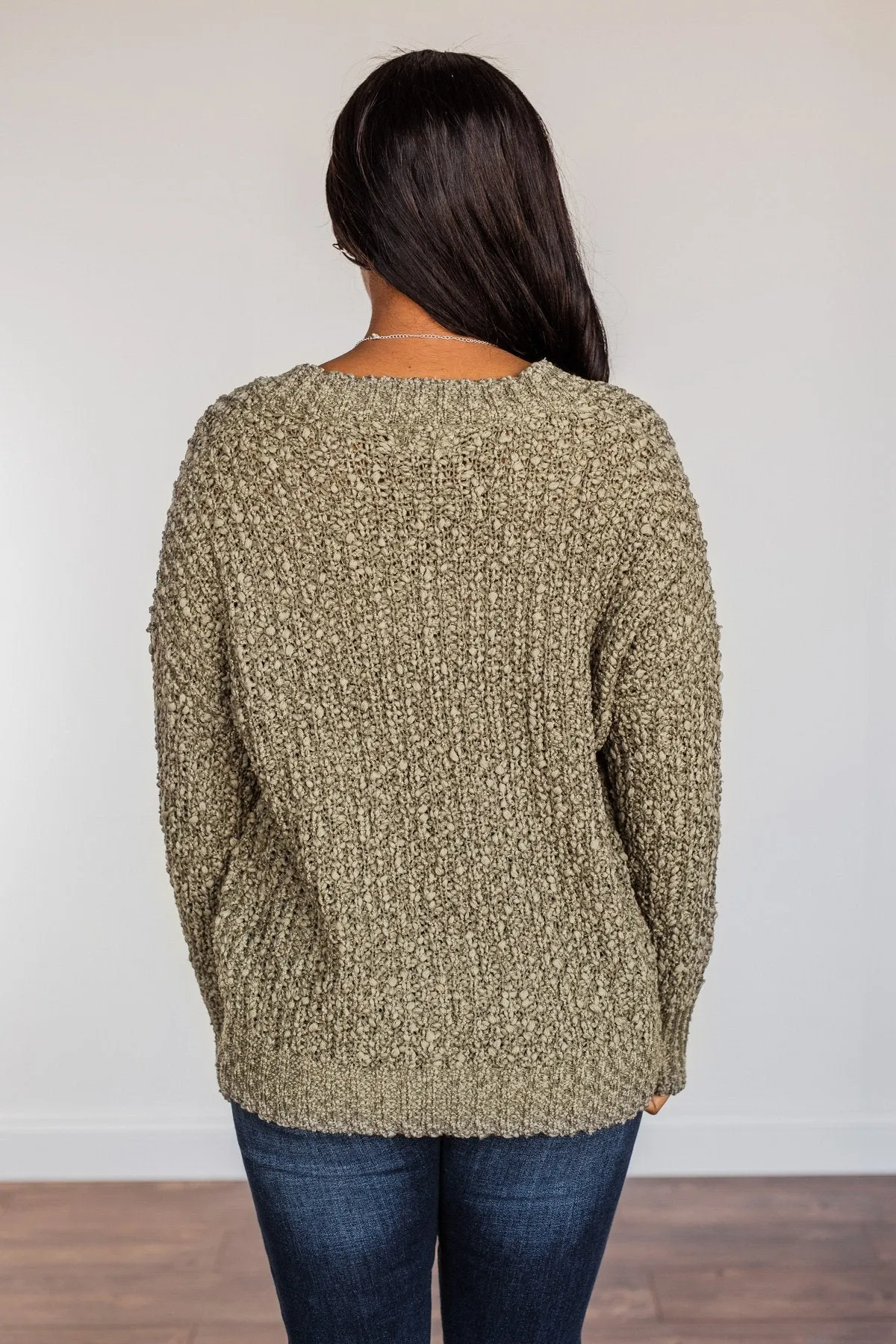 Can't Phase Me Knit Sweater- Olive