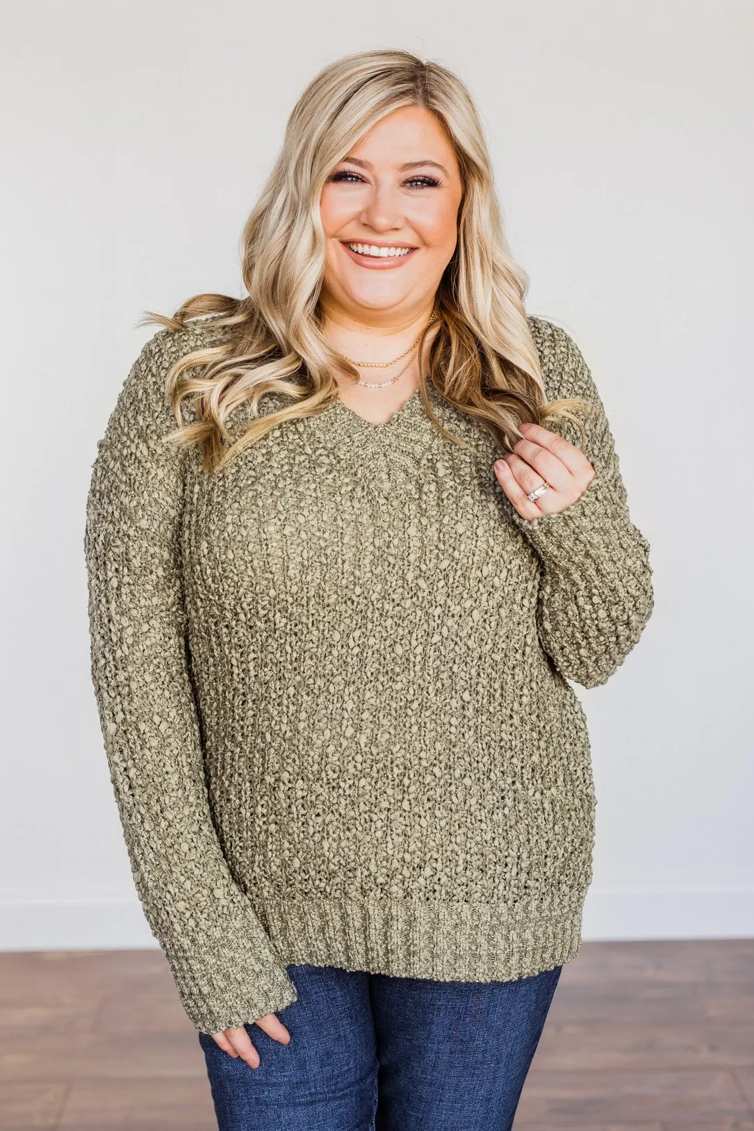 Can't Phase Me Knit Sweater- Olive