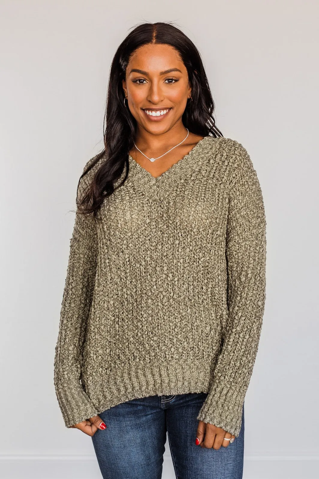 Can't Phase Me Knit Sweater- Olive