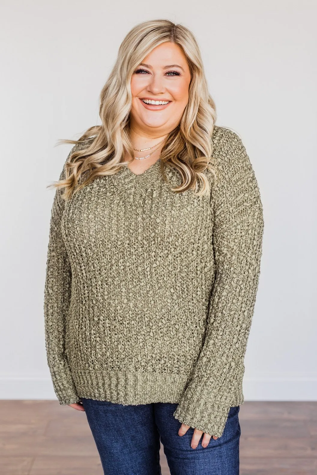 Can't Phase Me Knit Sweater- Olive