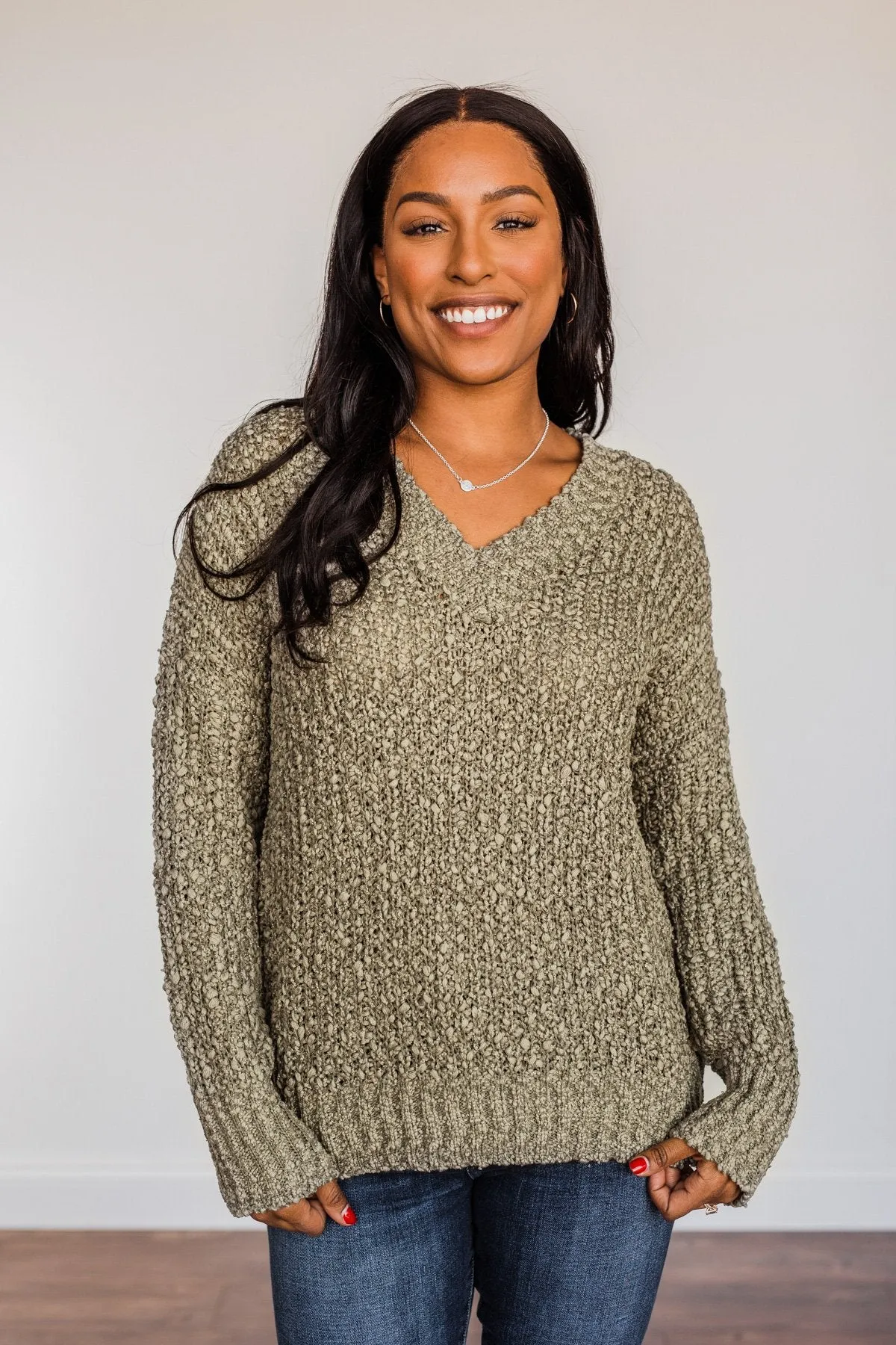 Can't Phase Me Knit Sweater- Olive