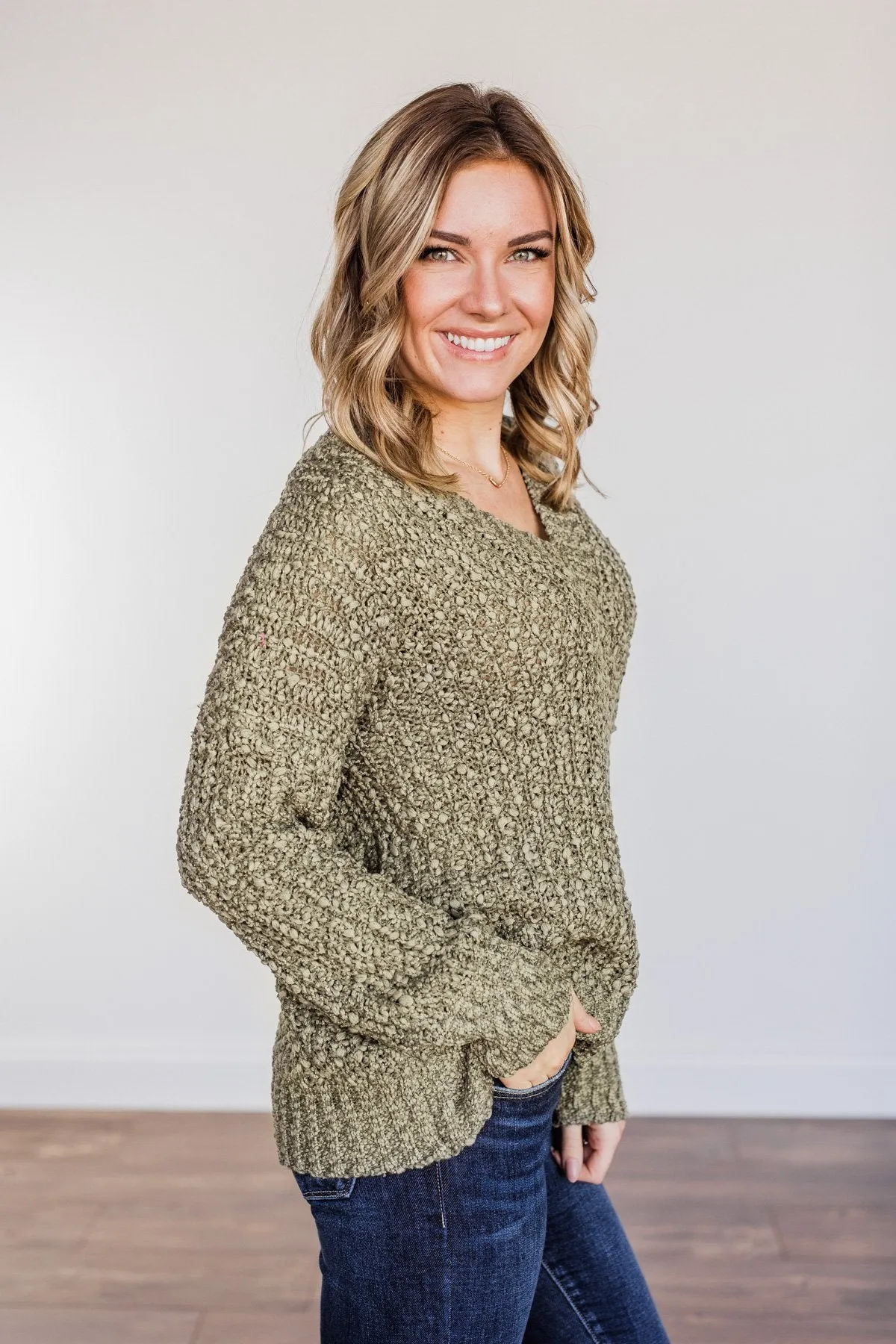 Can't Phase Me Knit Sweater- Olive