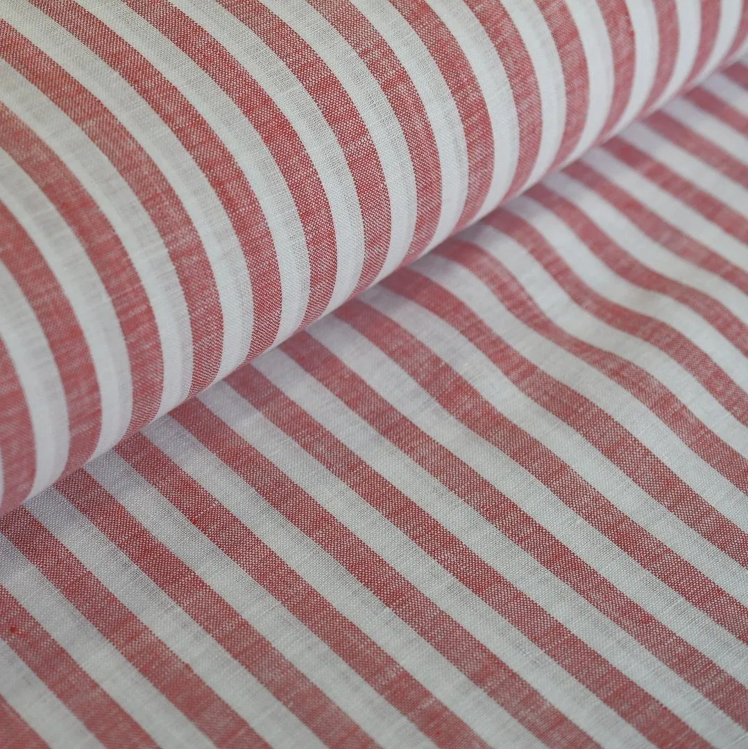 Carlo Bassetti Red Flash Striped Linen Shirt