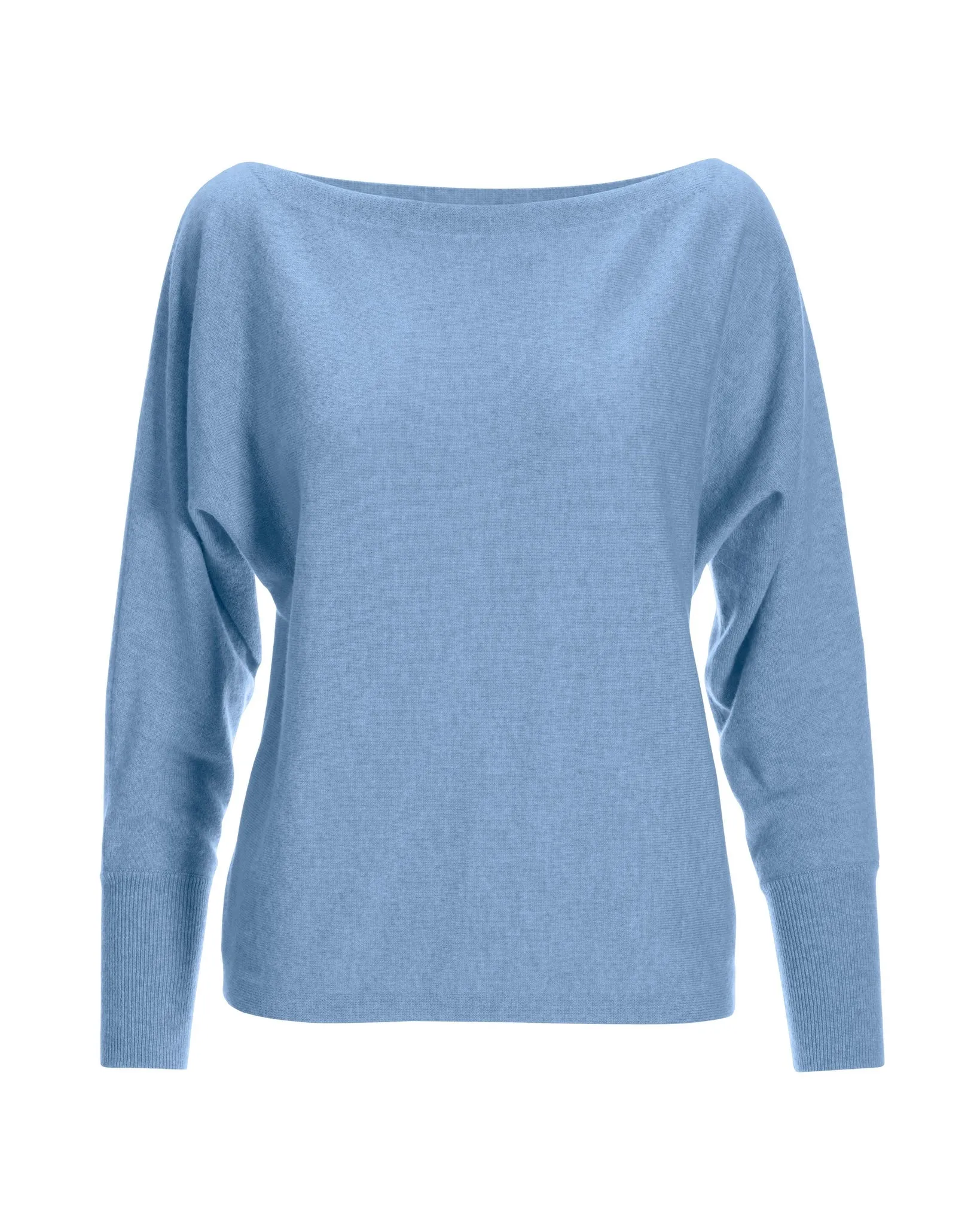 Cashmere Slouchy Neckline Sweater Heather Blue