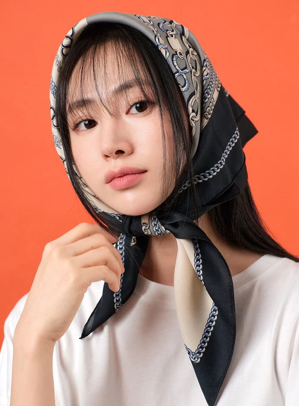 Chain Print Head Scarf OF405