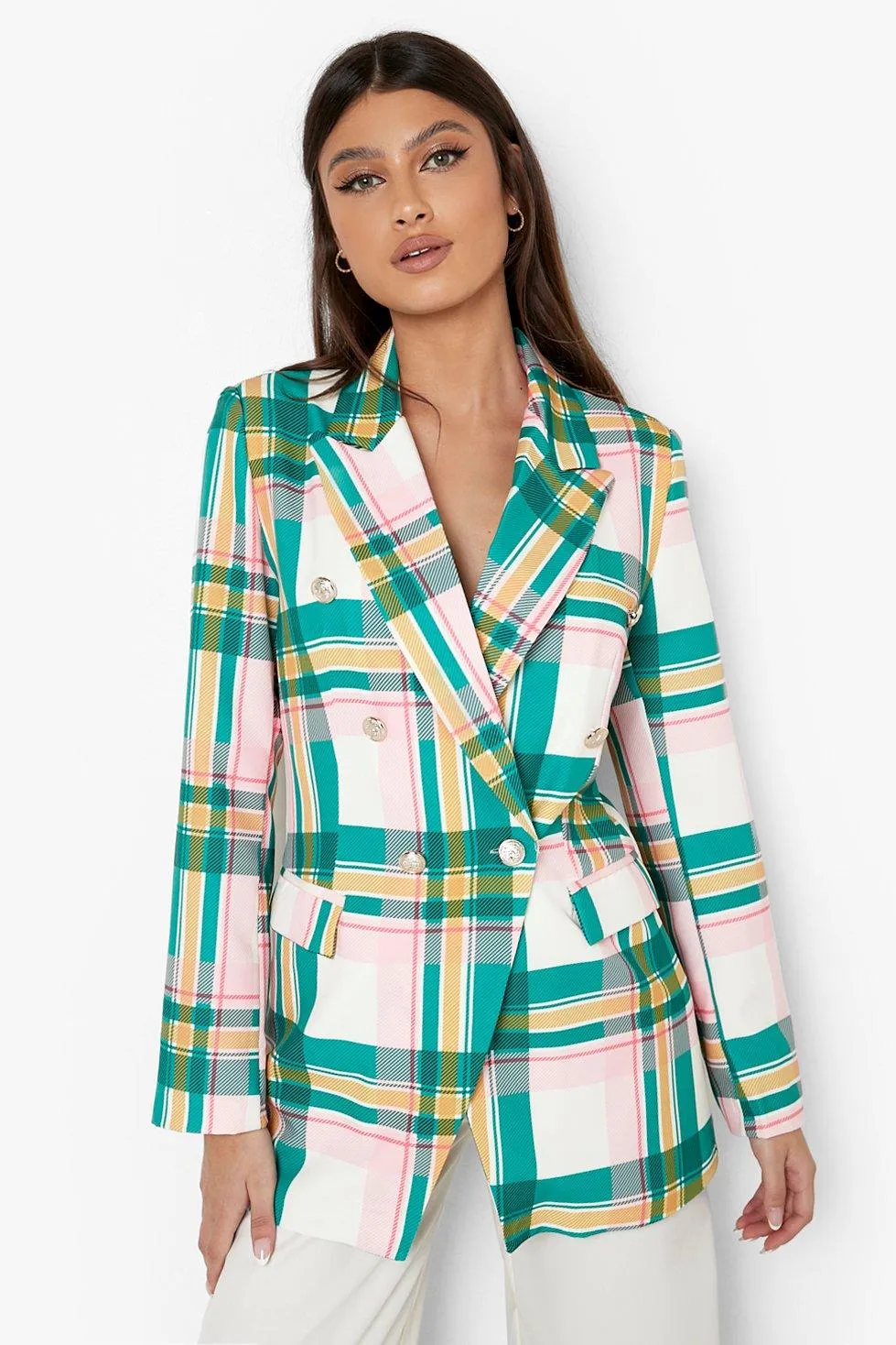 Checked Double Breasted Blazer