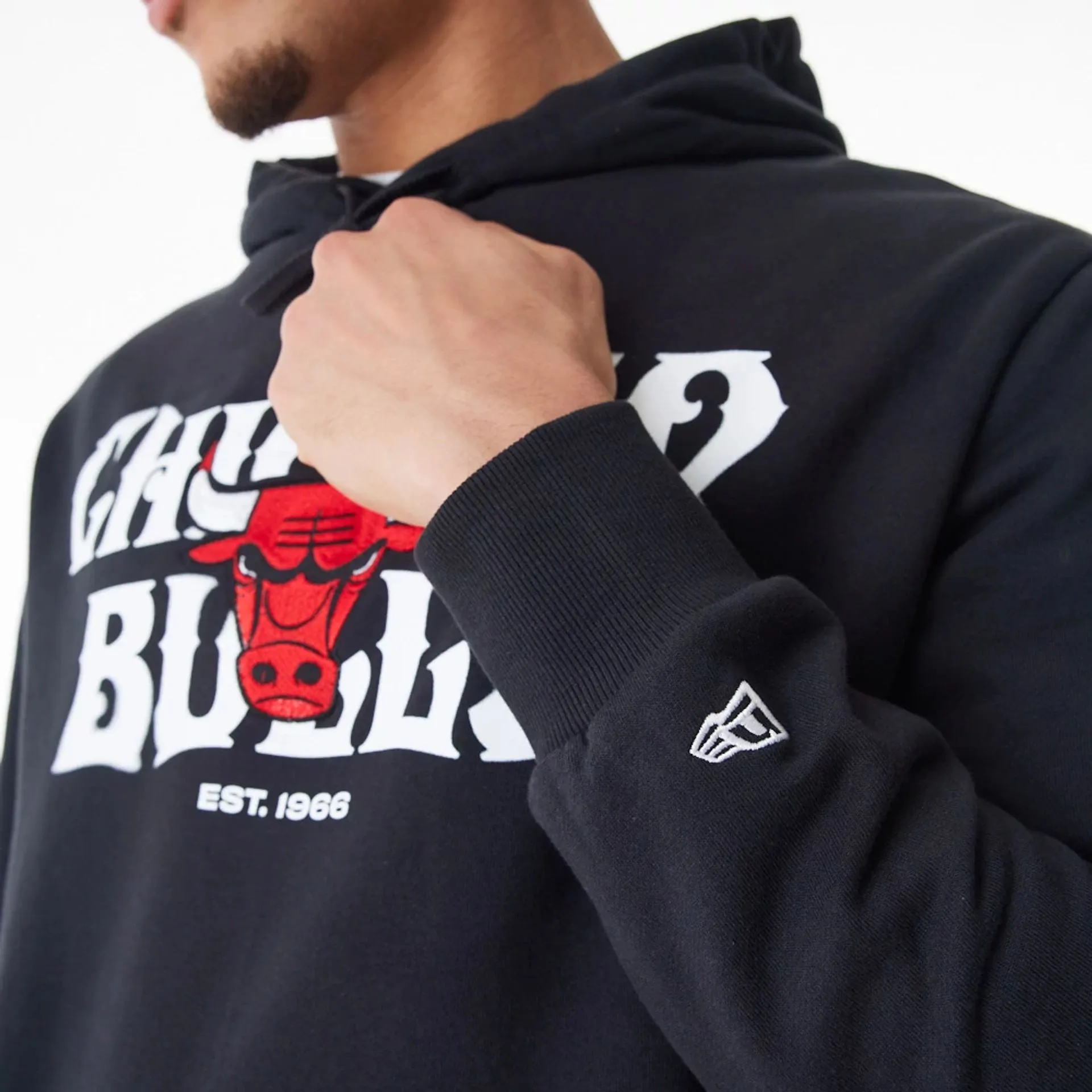 Chicago Bulls NBA Graphic Black Oversized Pullover Hoodie