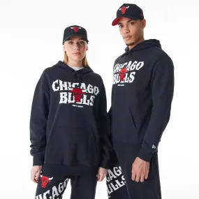 Chicago Bulls NBA Graphic Black Oversized Pullover Hoodie