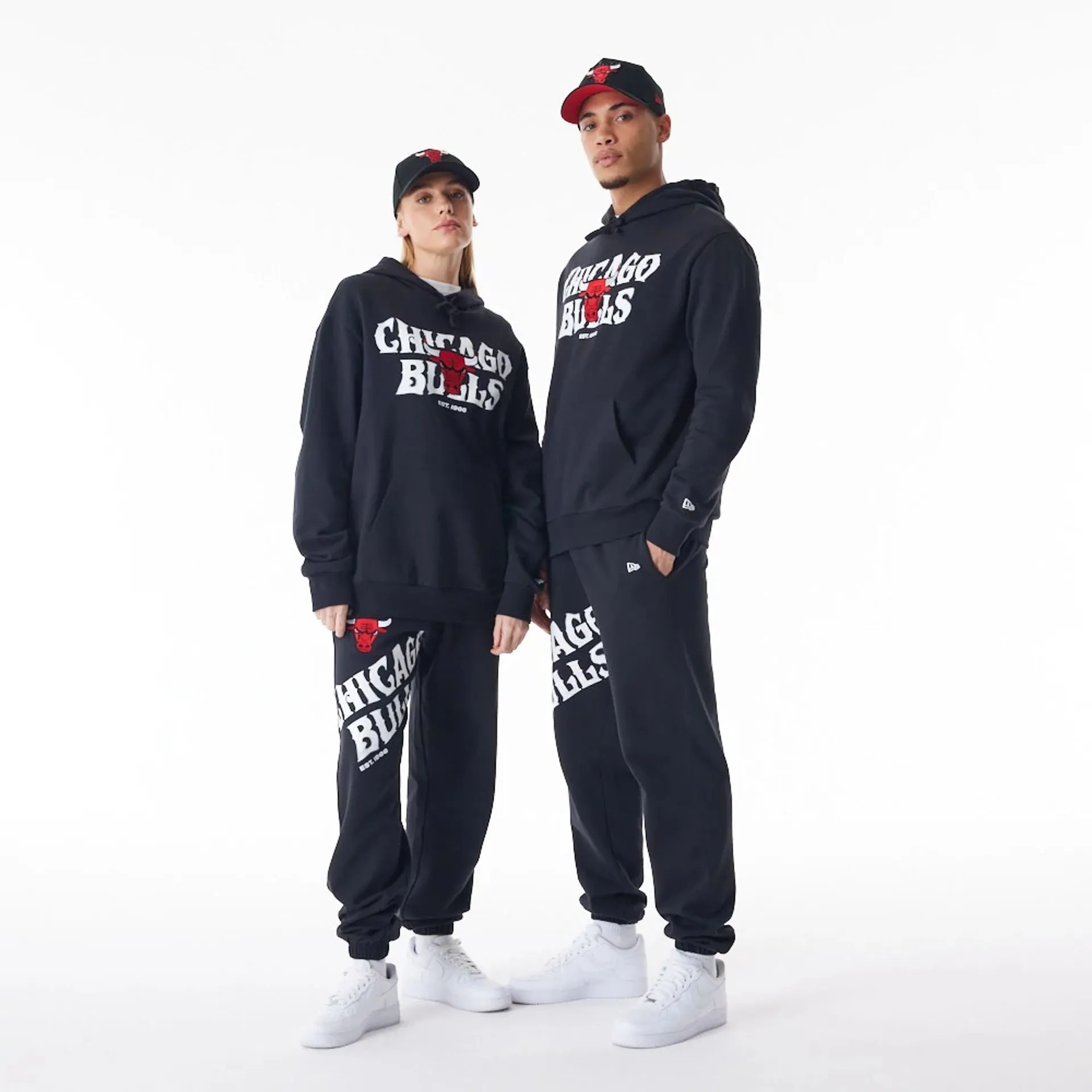 Chicago Bulls NBA Graphic Black Oversized Pullover Hoodie