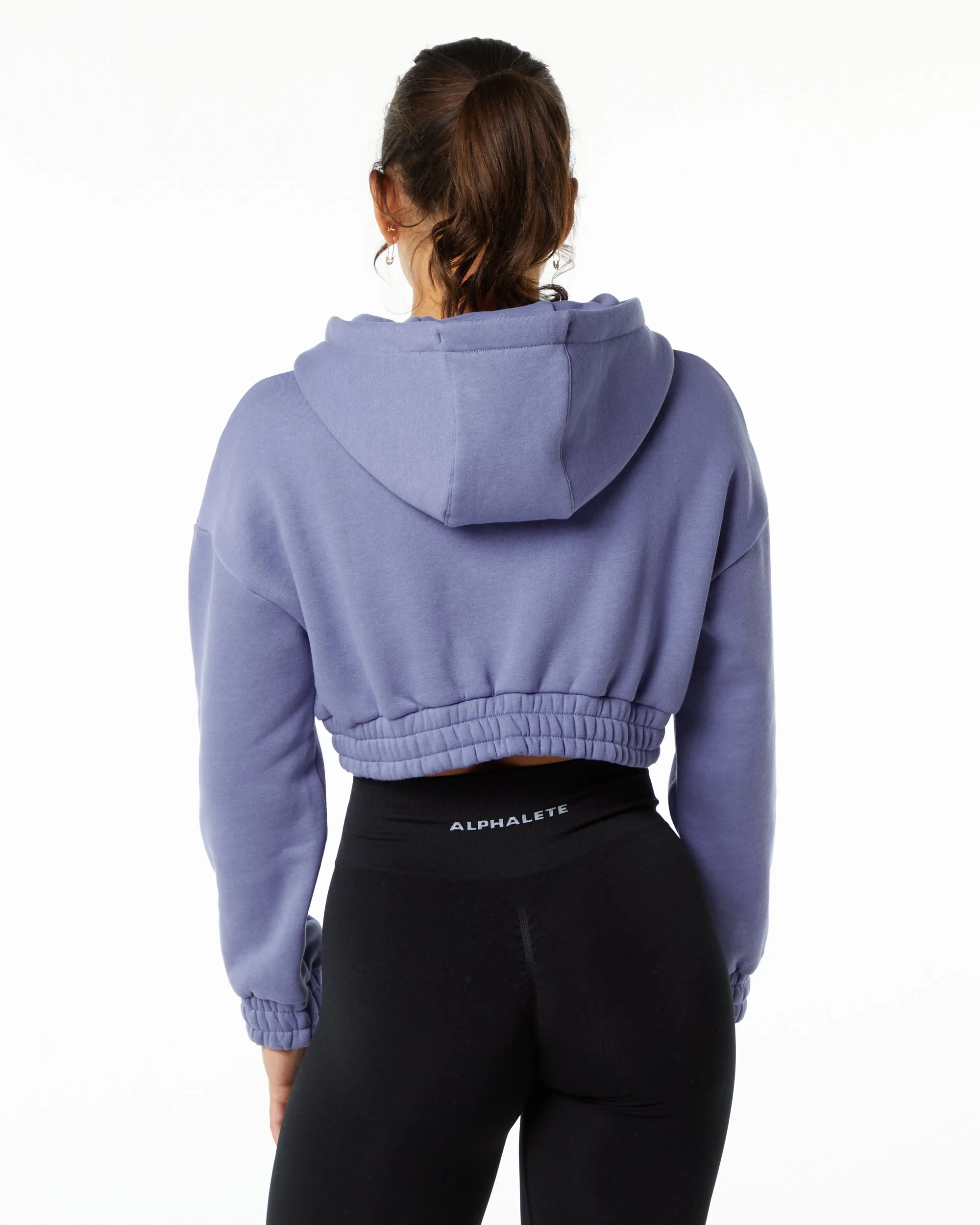 Classic Capital Crop Hoodie - Digital Violet