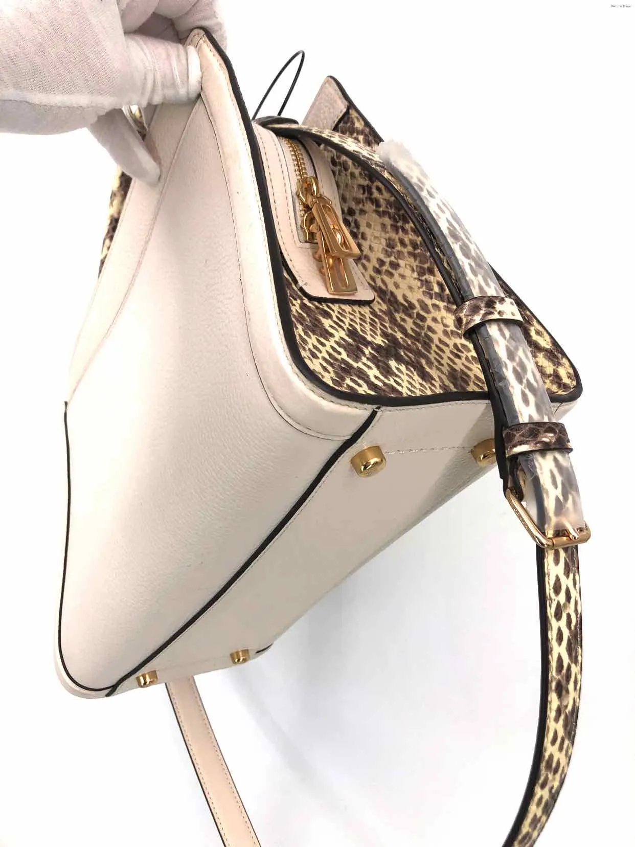 COACH Ivory Gold Reptile Trim Satchel Purse