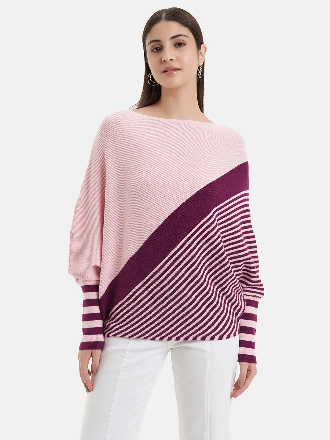 Color Block Batwing Pullover