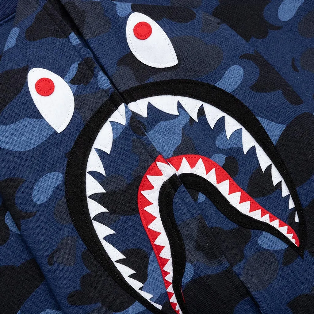 Color Camo Shark Pullover Hoodie - Navy