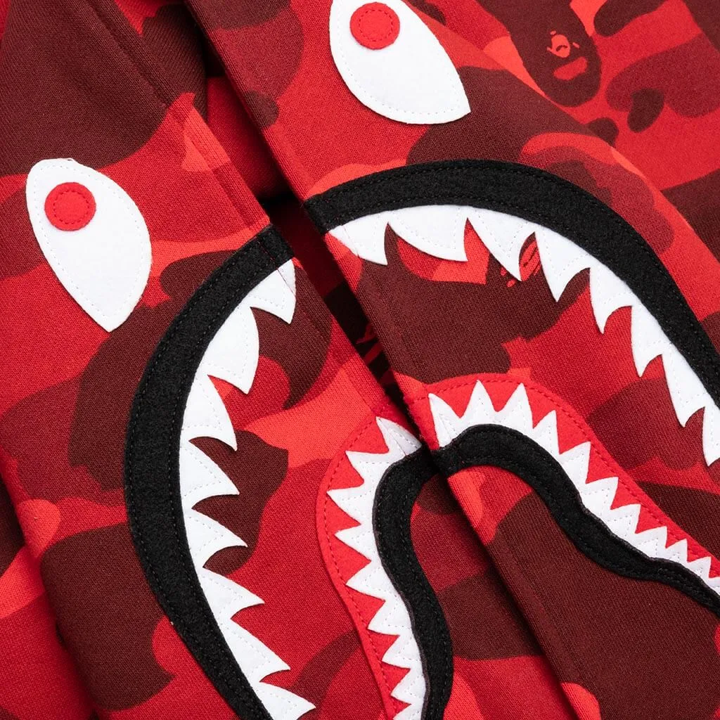 Color Camo Shark Pullover Hoodie - Red