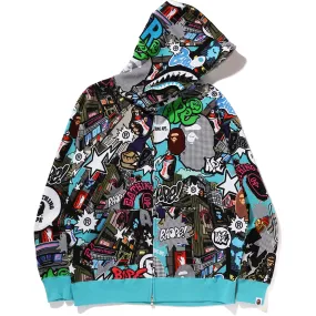 COMIC ART SHARK ZIP HOODIE MENS